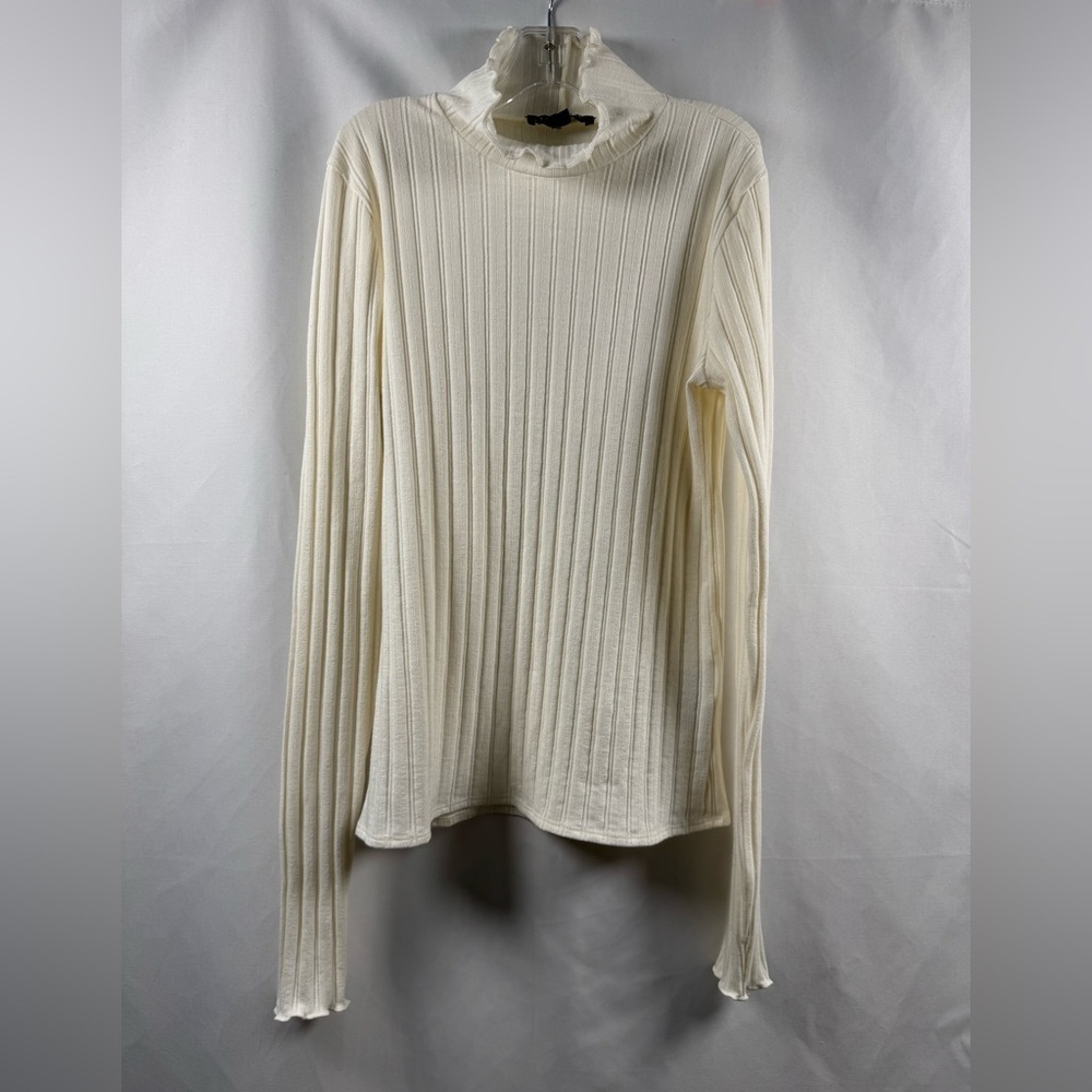 J.Crew Pointelle Knit Ribbed Turtleneck Top Cream XXS